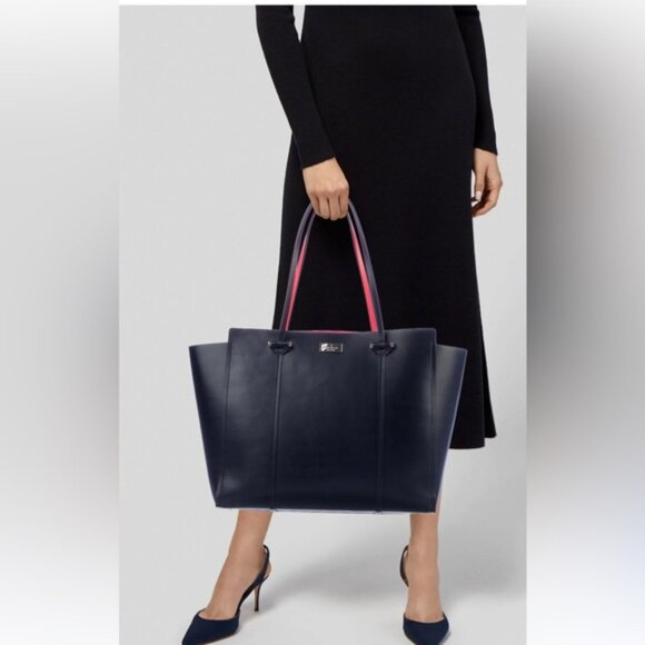 Kate Spade Annelle Arbour Hill Leather Tote Shoulder Handbag Pink Black Laptop - Picture 5 of 16
